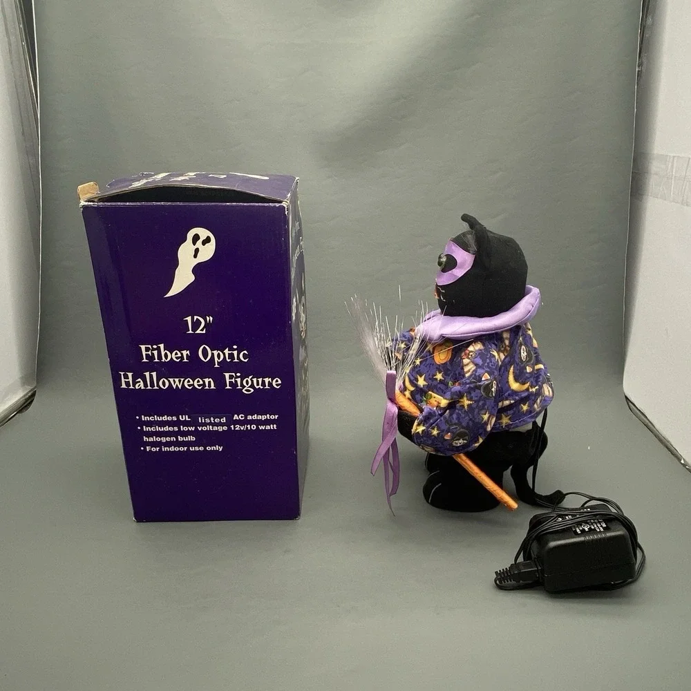 Vintage Halloween Fiber Optic Black Cat 12